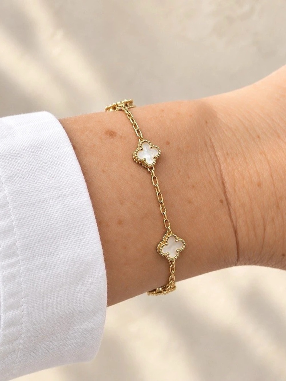 14K Gold Plated Clover Bracelet